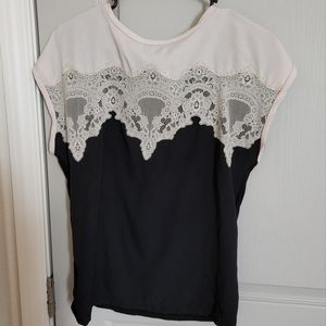 Black and White Lace LC Lauren Conrad Blouse